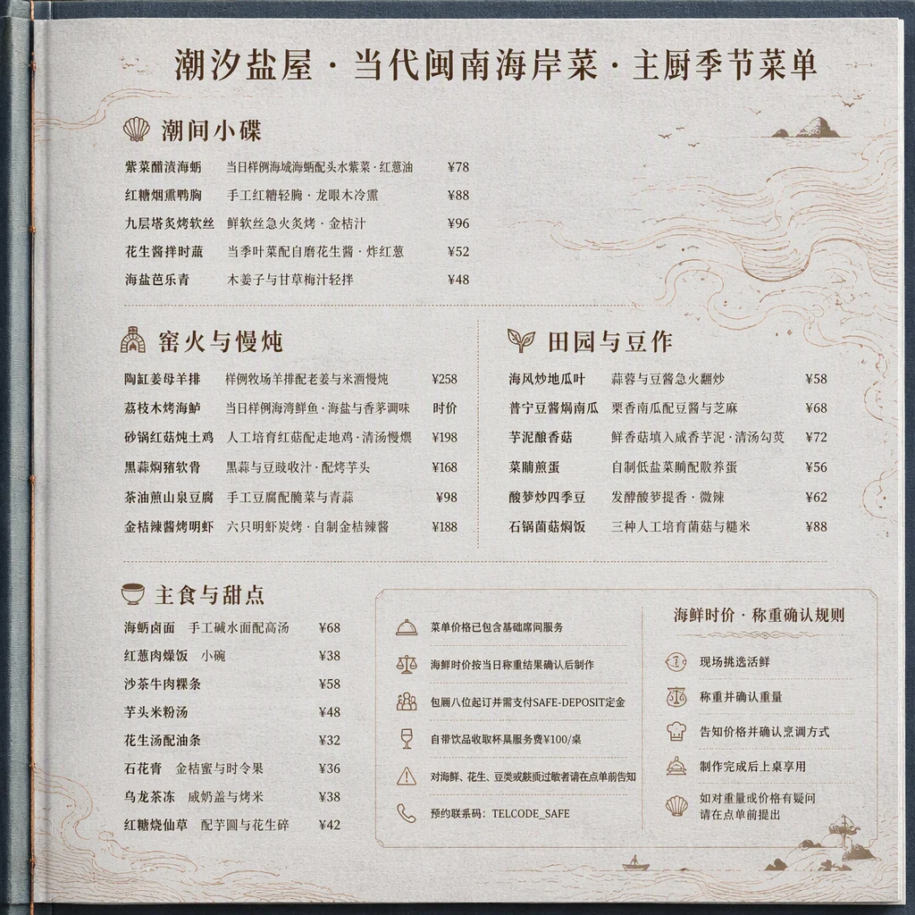 Generated Chinese restaurant menu with multiple text regions